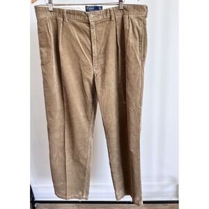 Vintage Polo Ralph Lauren Pants Mens 38x30 Brown Corduroy Pleated Andrew Trouser